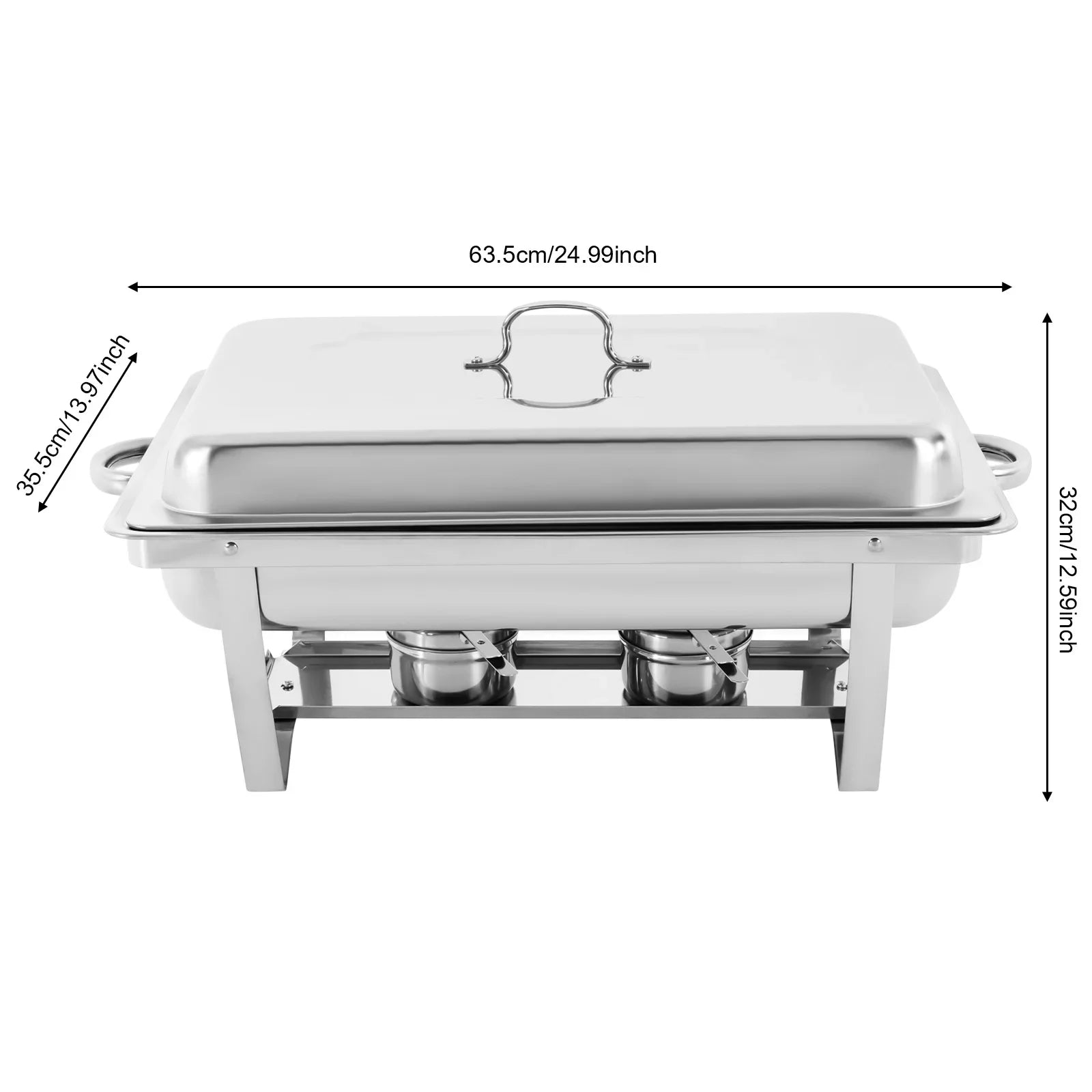 Chafing Dish Buffet Set,Gatherings Self-service Stove Food Plates,410 Stainless Steel Buffet Dishes Set,with 3 Food Compartments